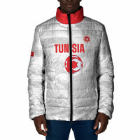Custom Tunisia Football Padded Jacket 2026 Eagles of Carthage White Grunge - Wonder Print Shop