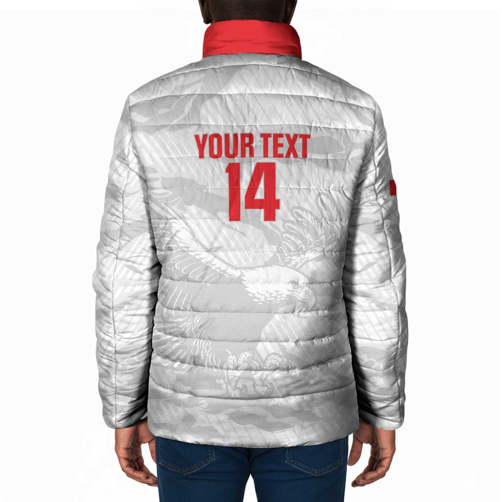 Custom Tunisia Football Padded Jacket 2026 Eagles of Carthage White Grunge - Wonder Print Shop