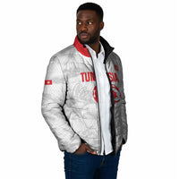 Custom Tunisia Football Padded Jacket 2026 Eagles of Carthage White Grunge - Wonder Print Shop