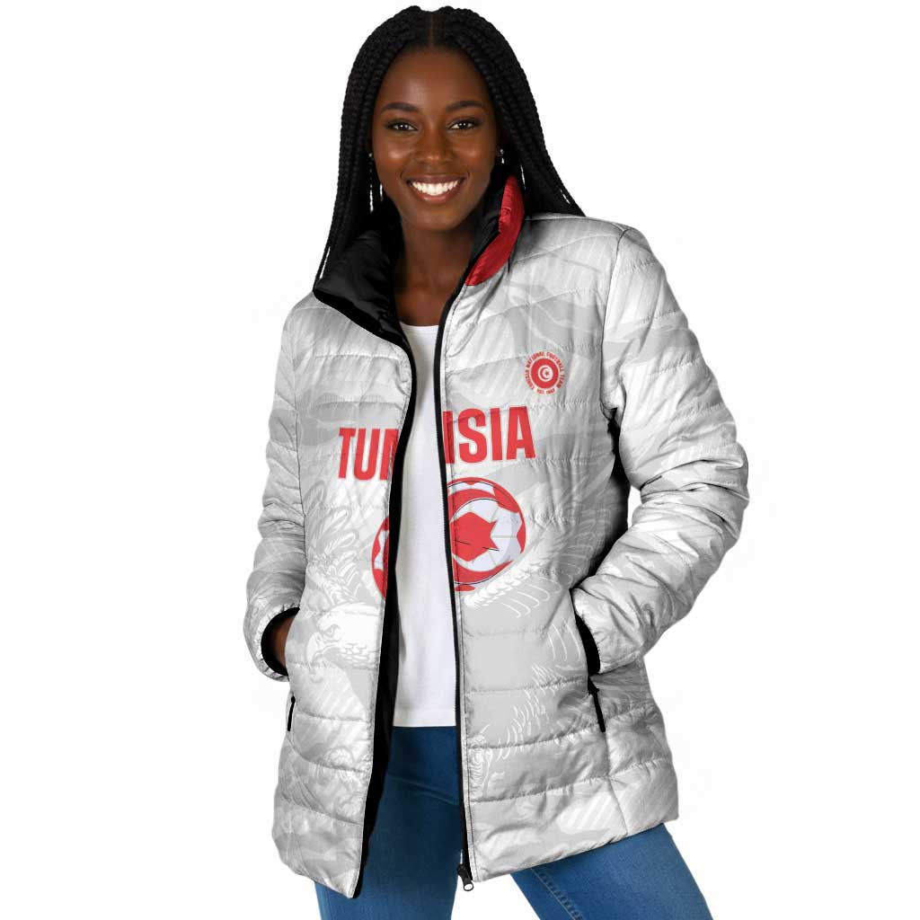 Custom Tunisia Football Padded Jacket 2026 Eagles of Carthage White Grunge - Wonder Print Shop