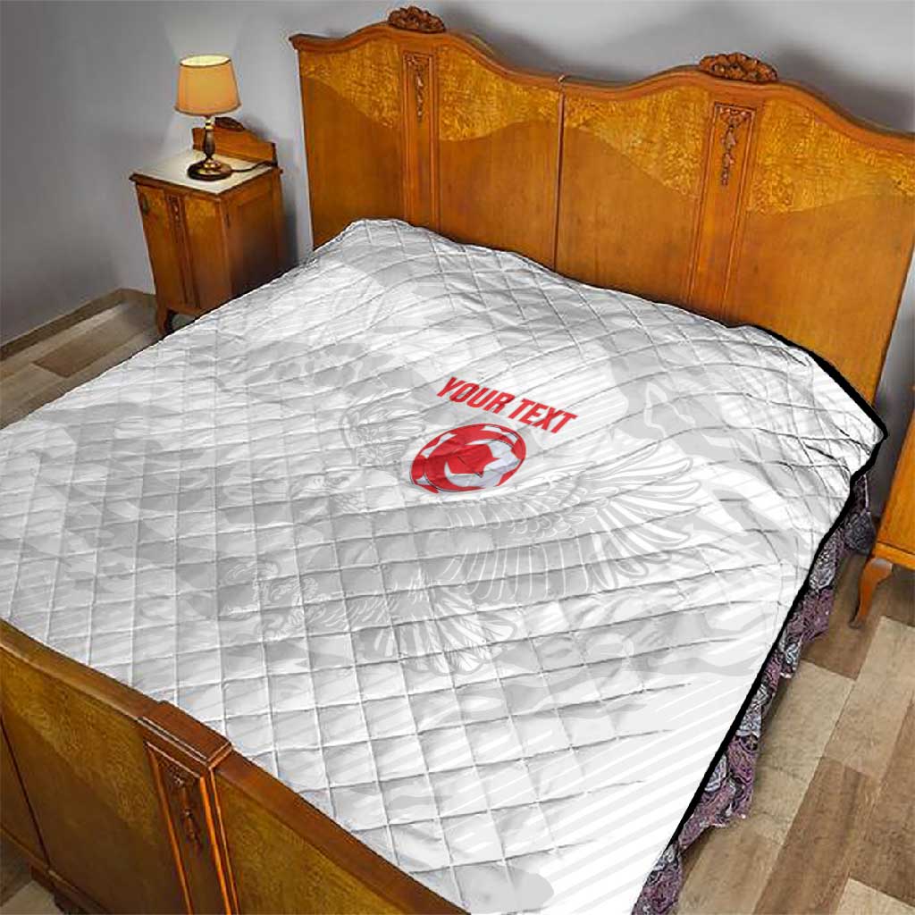 Custom Tunisia Football Quilt 2026 Eagles of Carthage White Grunge - Wonder Print Shop