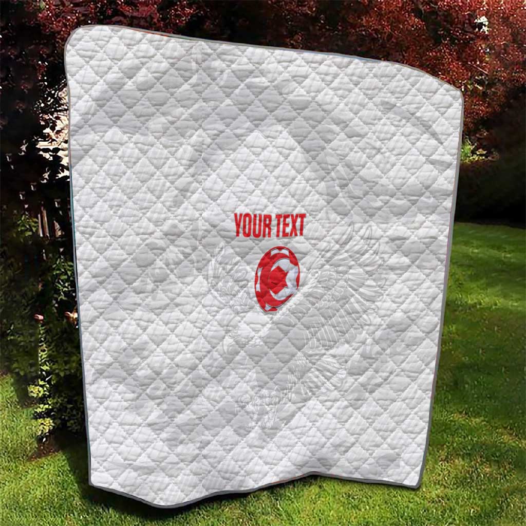 Custom Tunisia Football Quilt 2026 Eagles of Carthage White Grunge - Wonder Print Shop
