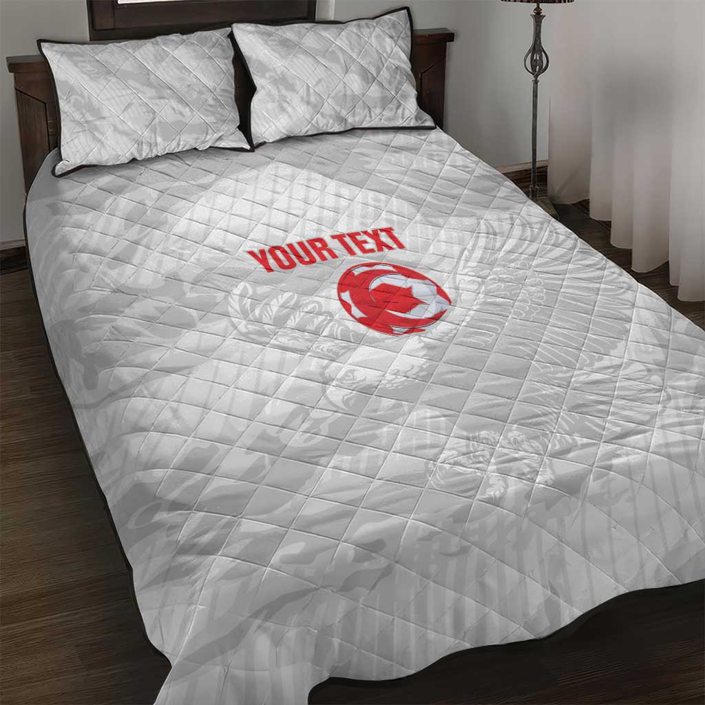 Custom Tunisia Football Quilt Bed Set 2026 Eagles of Carthage White Grunge - Wonder Print Shop