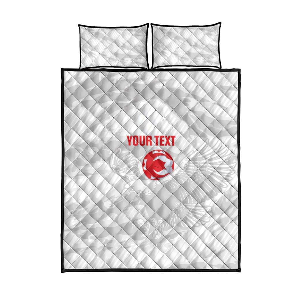 Custom Tunisia Football Quilt Bed Set 2026 Eagles of Carthage White Grunge - Wonder Print Shop