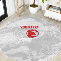 Custom Tunisia Football Round Carpet 2026 Eagles of Carthage White Grunge - Wonder Print Shop