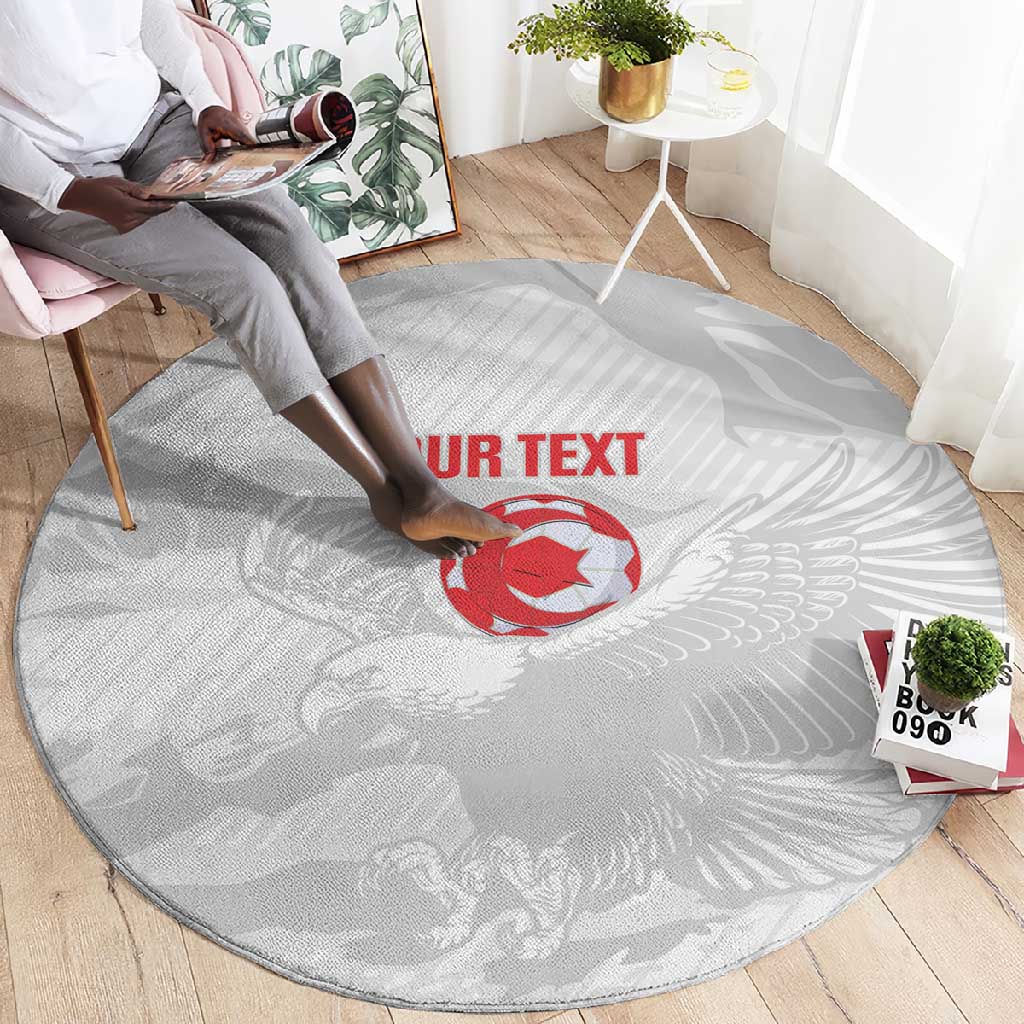 Custom Tunisia Football Round Carpet 2026 Eagles of Carthage White Grunge - Wonder Print Shop