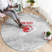 Custom Tunisia Football Round Carpet 2026 Eagles of Carthage White Grunge - Wonder Print Shop