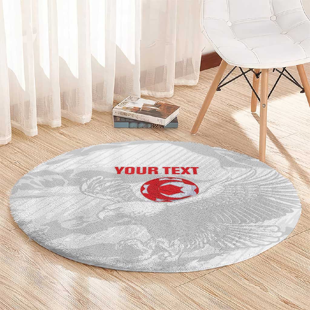 Custom Tunisia Football Round Carpet 2026 Eagles of Carthage White Grunge - Wonder Print Shop
