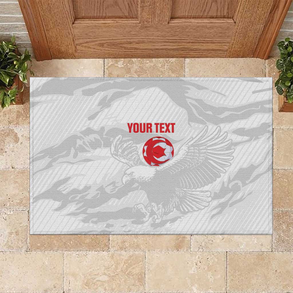 Custom Tunisia Football Rubber Doormat 2026 Eagles of Carthage White Grunge - Wonder Print Shop