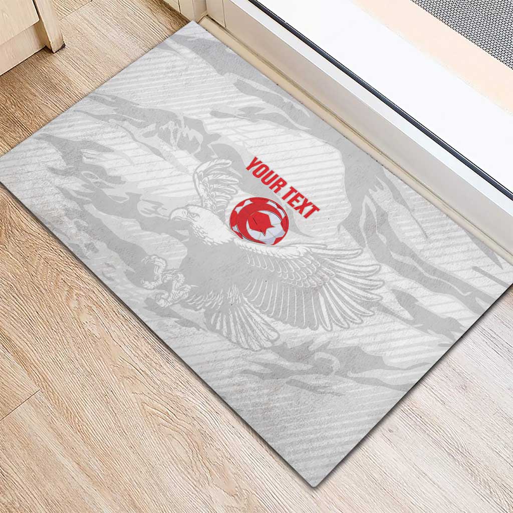 Custom Tunisia Football Rubber Doormat 2026 Eagles of Carthage White Grunge - Wonder Print Shop