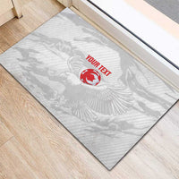 Custom Tunisia Football Rubber Doormat 2026 Eagles of Carthage White Grunge - Wonder Print Shop