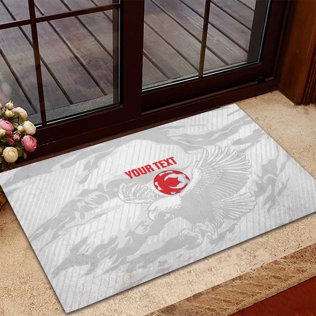 Custom Tunisia Football Rubber Doormat 2026 Eagles of Carthage White Grunge - Wonder Print Shop