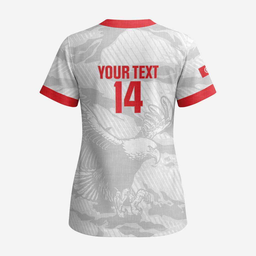 Custom Tunisia Football Scrub Top 2026 Eagles of Carthage White Grunge - Wonder Print Shop