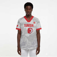 Custom Tunisia Football Scrub Top 2026 Eagles of Carthage White Grunge - Wonder Print Shop