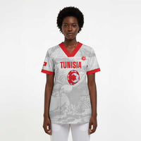 Custom Tunisia Football Scrub Top 2026 Eagles of Carthage White Grunge - Wonder Print Shop