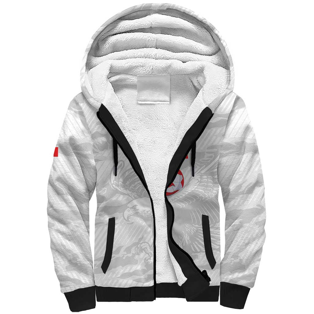 Custom Tunisia Football Sherpa Hoodie 2026 Eagles of Carthage White Grunge - Wonder Print Shop