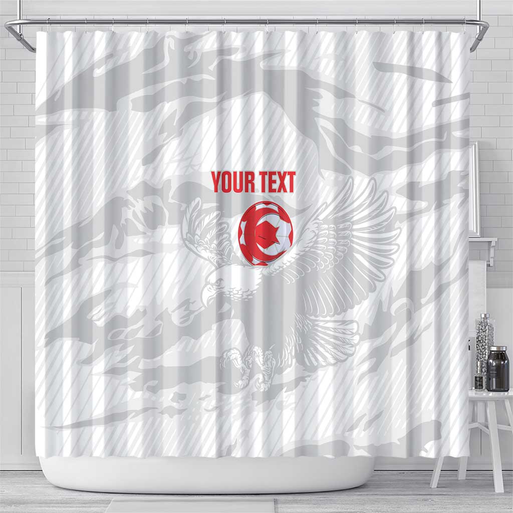 Custom Tunisia Football Shower Curtain 2026 Eagles of Carthage White Grunge - Wonder Print Shop