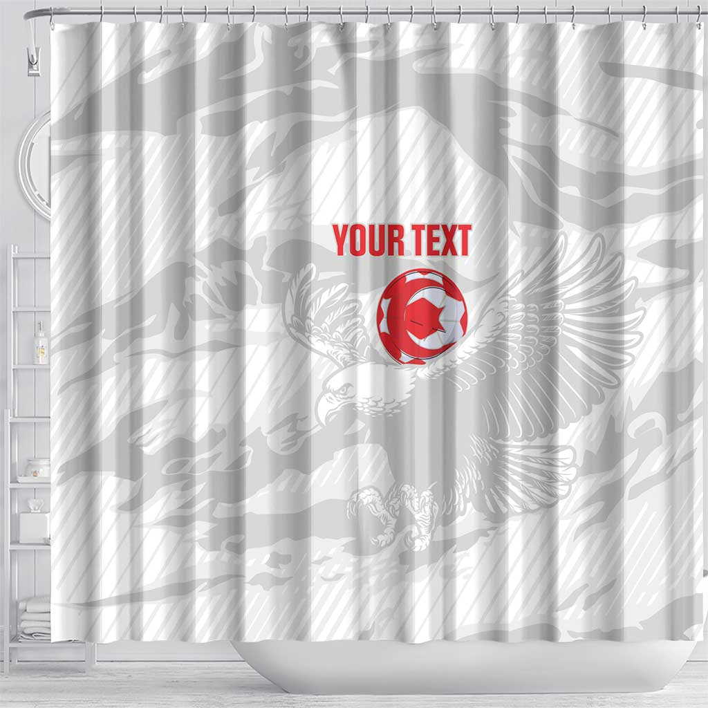 Custom Tunisia Football Shower Curtain 2026 Eagles of Carthage White Grunge - Wonder Print Shop