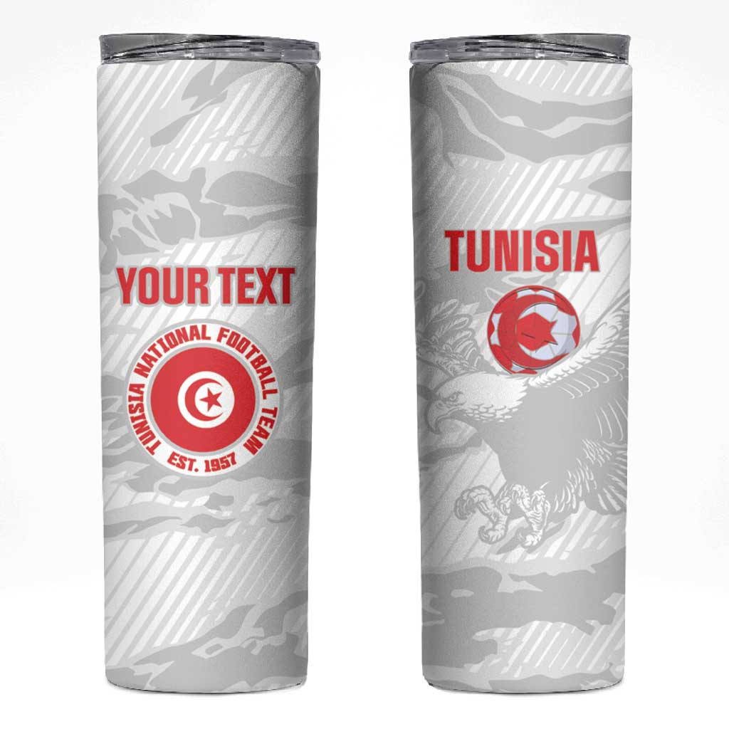 Custom Tunisia Football Skinny Tumbler 2026 Eagles of Carthage White Grunge - Wonder Print Shop