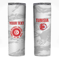 Custom Tunisia Football Skinny Tumbler 2026 Eagles of Carthage White Grunge - Wonder Print Shop