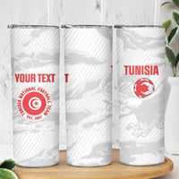 Custom Tunisia Football Skinny Tumbler 2026 Eagles of Carthage White Grunge - Wonder Print Shop
