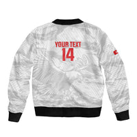 Custom Tunisia Football Sleeve Zip Bomber Jacket 2026 Eagles of Carthage White Grunge - Wonder Print Shop