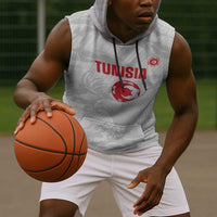 Custom Tunisia Football Sleeveless Hoodie 2026 Eagles of Carthage White Grunge - Wonder Print Shop