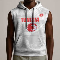 Custom Tunisia Football Sleeveless Hoodie 2026 Eagles of Carthage White Grunge - Wonder Print Shop