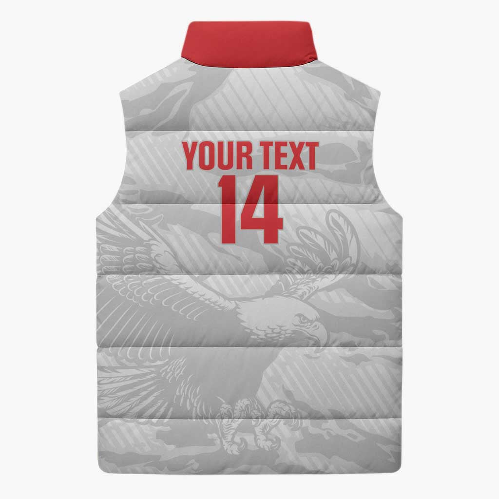 Custom Tunisia Football Sleeveless Puffer Jacket 2026 Eagles of Carthage White Grunge - Wonder Print Shop