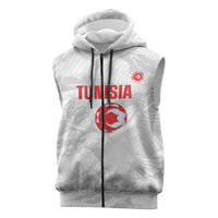 Custom Tunisia Football Sleeveless Zip Hoodie 2026 Eagles of Carthage White Grunge - Wonder Print Shop