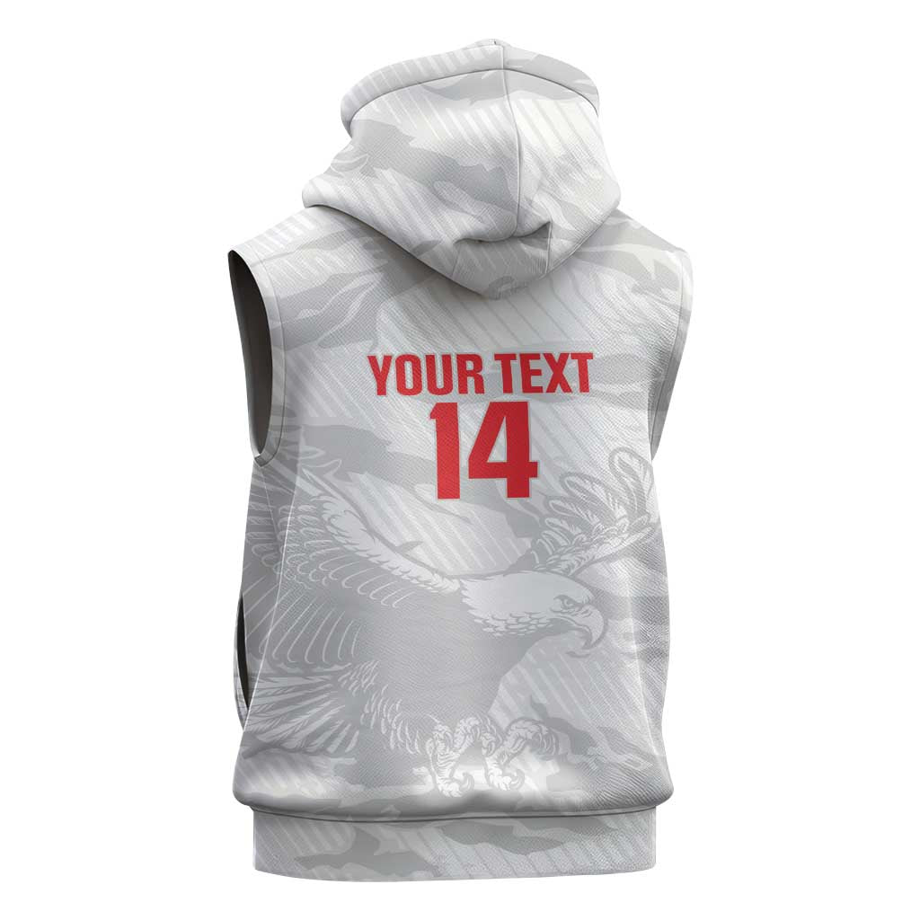 Custom Tunisia Football Sleeveless Zip Hoodie 2026 Eagles of Carthage White Grunge - Wonder Print Shop