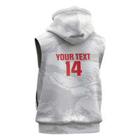 Custom Tunisia Football Sleeveless Zip Hoodie 2026 Eagles of Carthage White Grunge - Wonder Print Shop