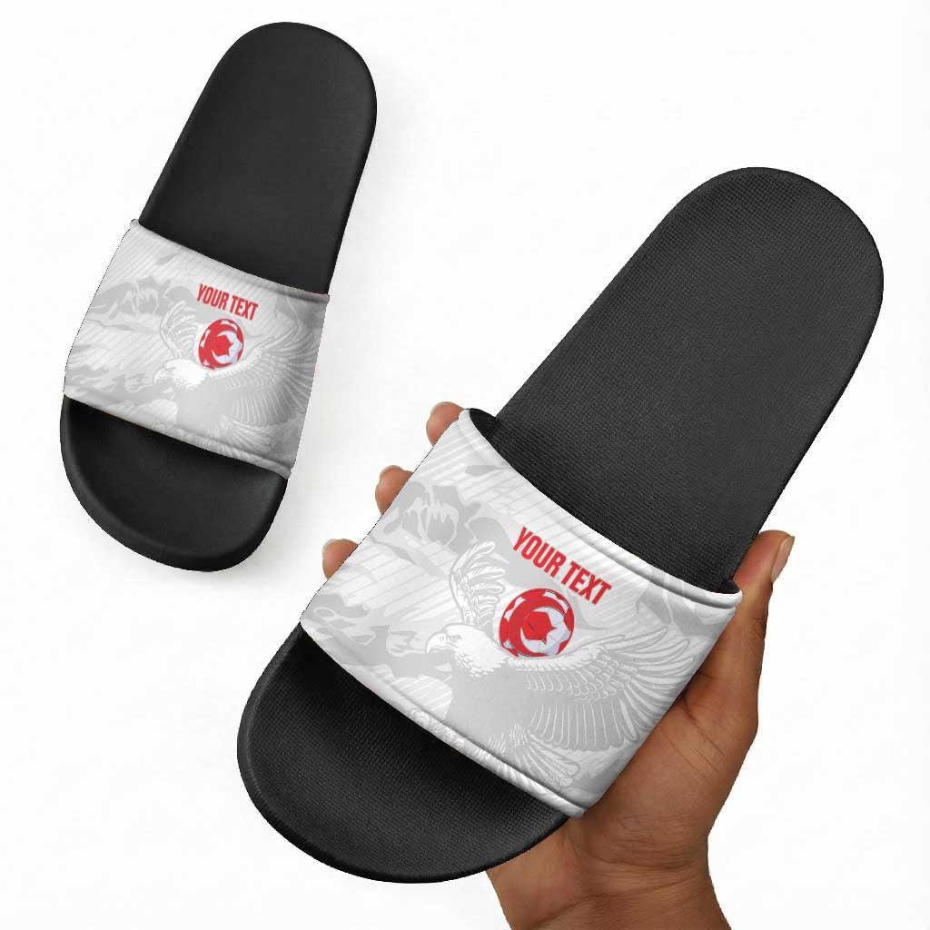 Custom Tunisia Football Slide Sandals 2026 Eagles of Carthage White Grunge - Wonder Print Shop