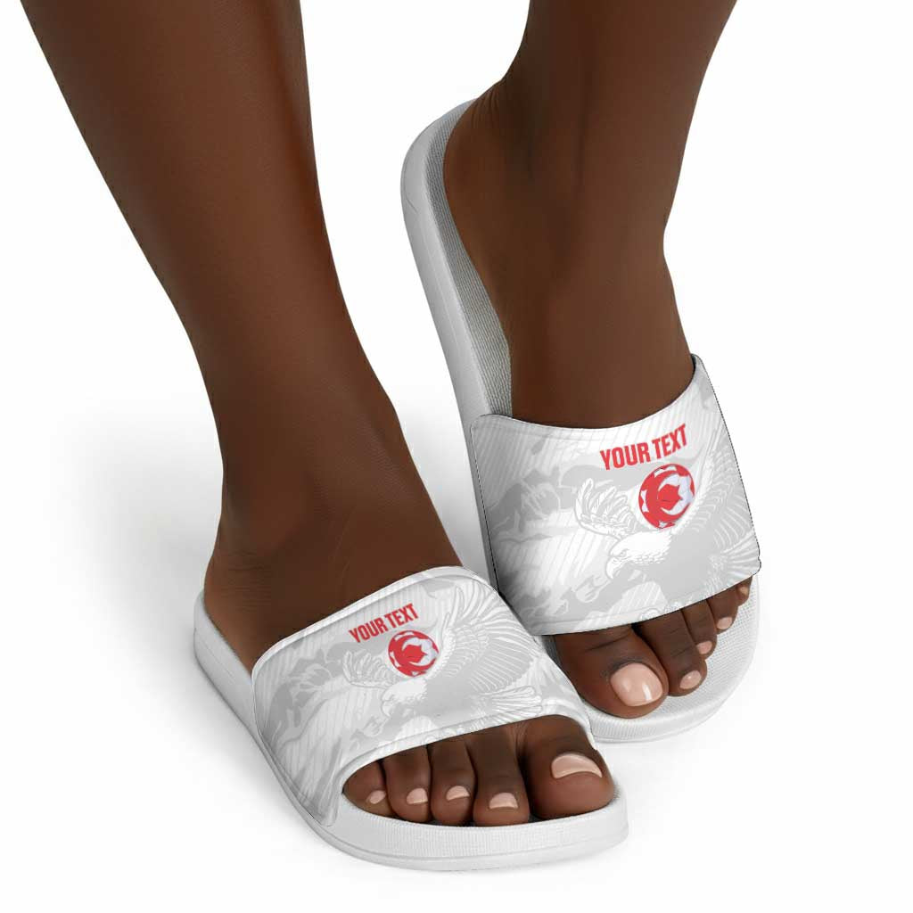 Custom Tunisia Football Slide Sandals 2026 Eagles of Carthage White Grunge - Wonder Print Shop