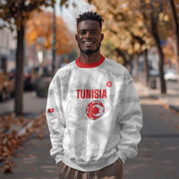 Custom Tunisia Football Sweatshirt 2026 Eagles of Carthage White Grunge - Wonder Print Shop