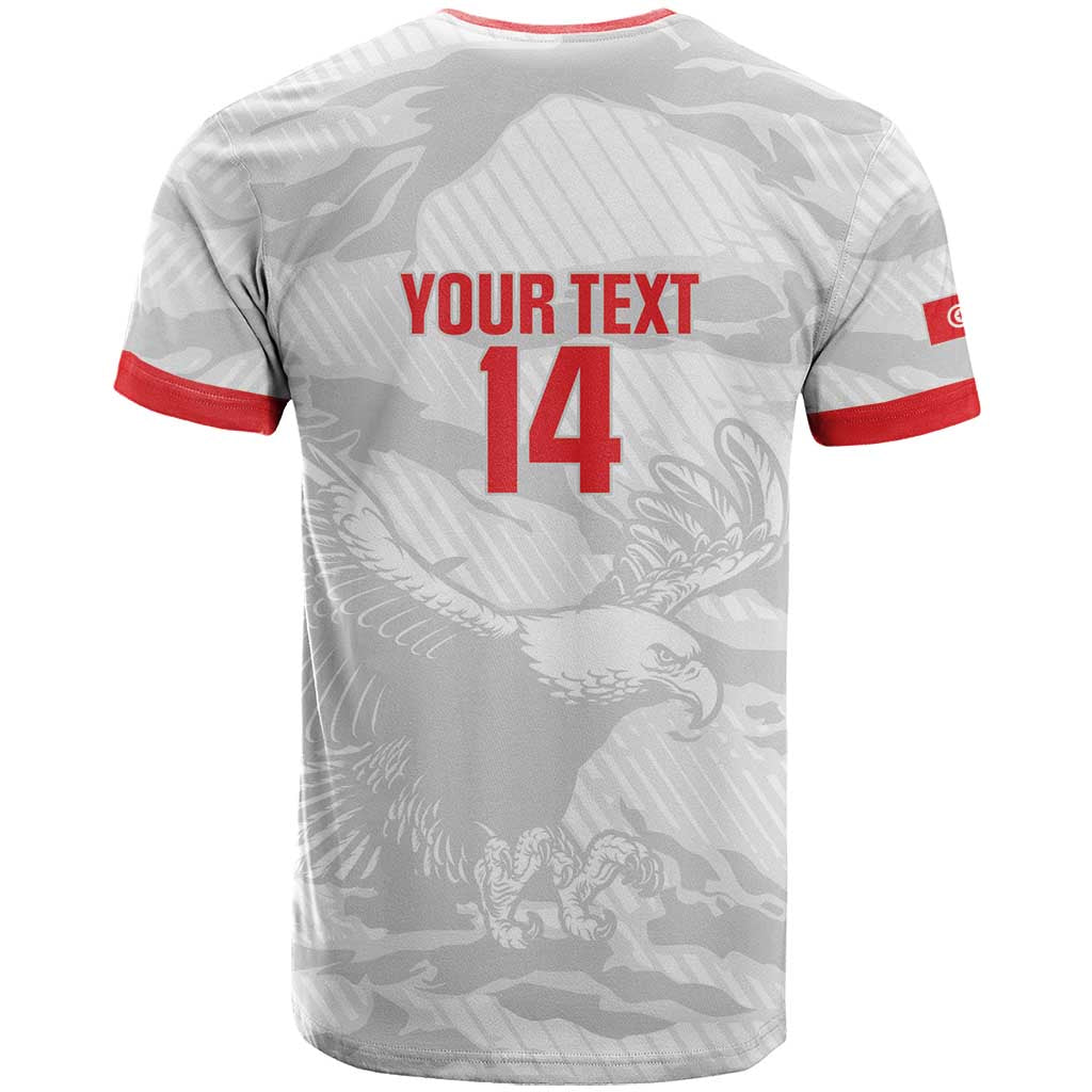 Custom Tunisia Football T shirt 2026 Eagles of Carthage White Grunge LT14