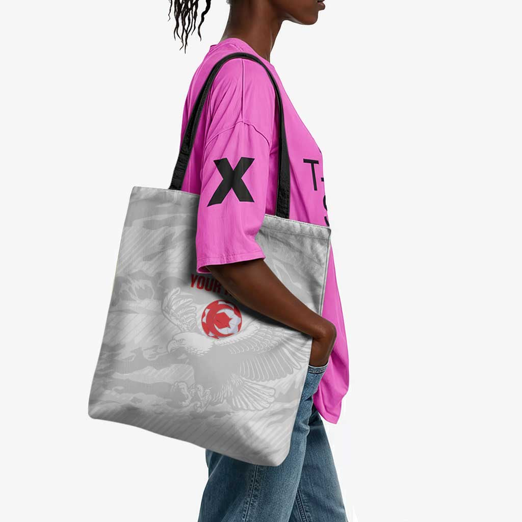 Custom Tunisia Football Tote Bag 2026 Eagles of Carthage White Grunge - Wonder Print Shop