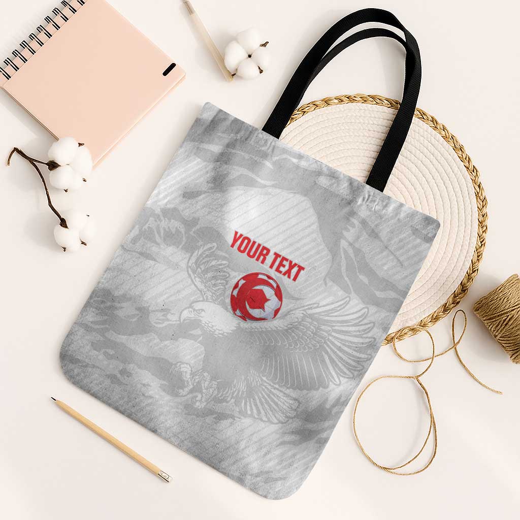 Custom Tunisia Football Tote Bag 2026 Eagles of Carthage White Grunge - Wonder Print Shop