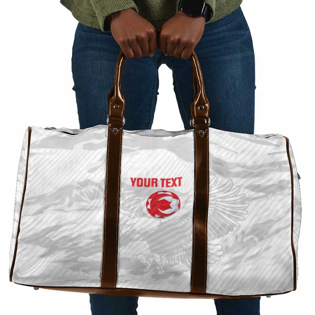 Custom Tunisia Football Travel Bag 2026 Eagles of Carthage White Grunge - Wonder Print Shop