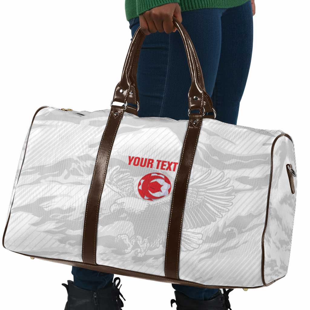 Custom Tunisia Football Travel Bag 2026 Eagles of Carthage White Grunge - Wonder Print Shop