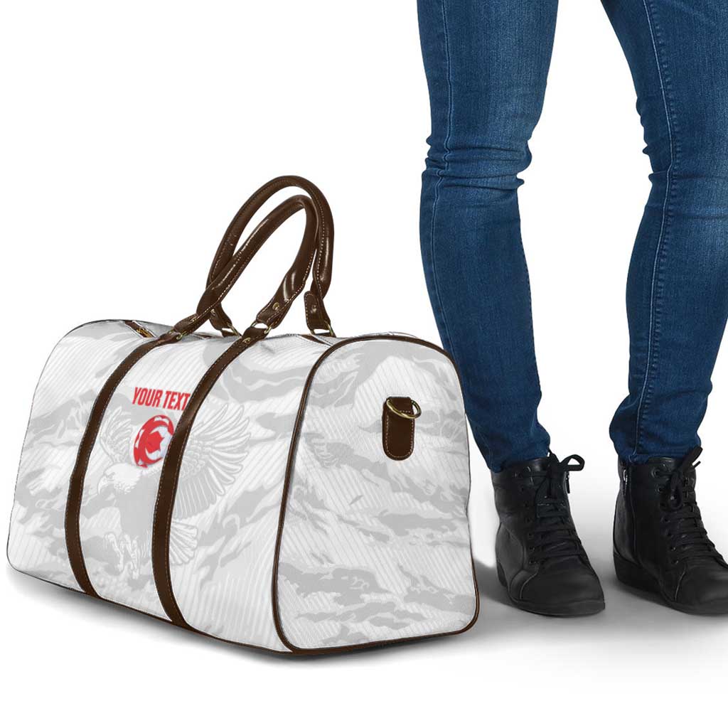 Custom Tunisia Football Travel Bag 2026 Eagles of Carthage White Grunge - Wonder Print Shop