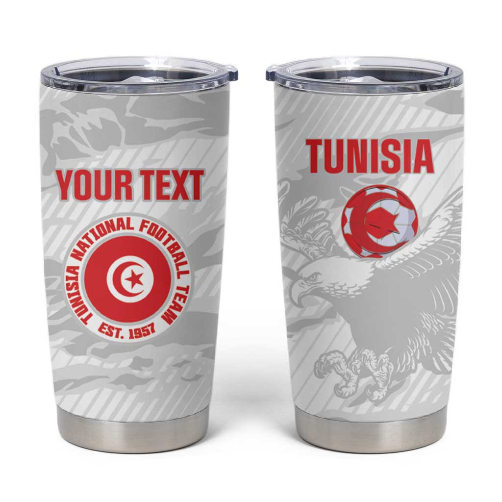 Custom Tunisia Football Tumbler Cup 2026 Eagles of Carthage White Grunge - Wonder Print Shop