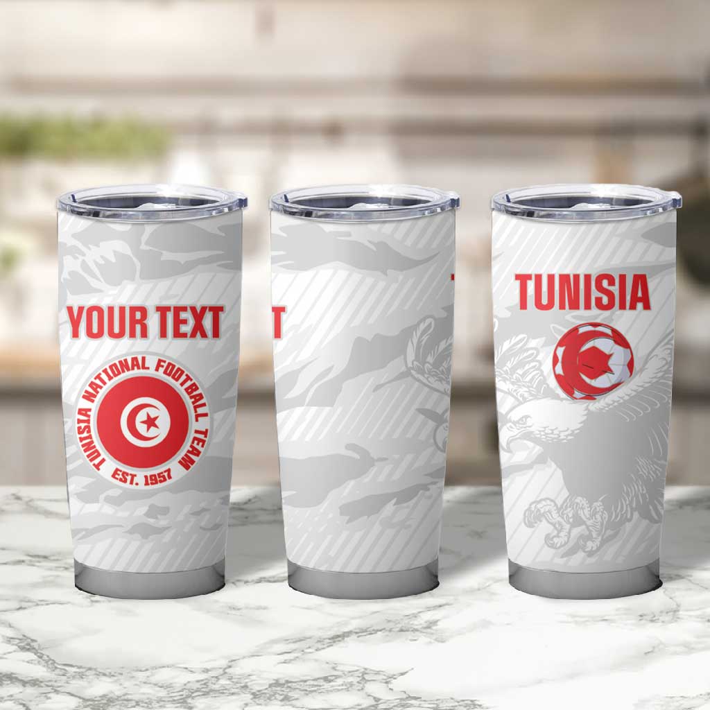 Custom Tunisia Football Tumbler Cup 2026 Eagles of Carthage White Grunge - Wonder Print Shop