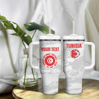 Custom Tunisia Football Tumbler With Handle 2026 Eagles of Carthage White Grunge - Wonder Print Shop