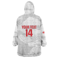 Custom Tunisia Football Wearable Blanket Hoodie 2026 Eagles of Carthage White Grunge - Wonder Print Shop