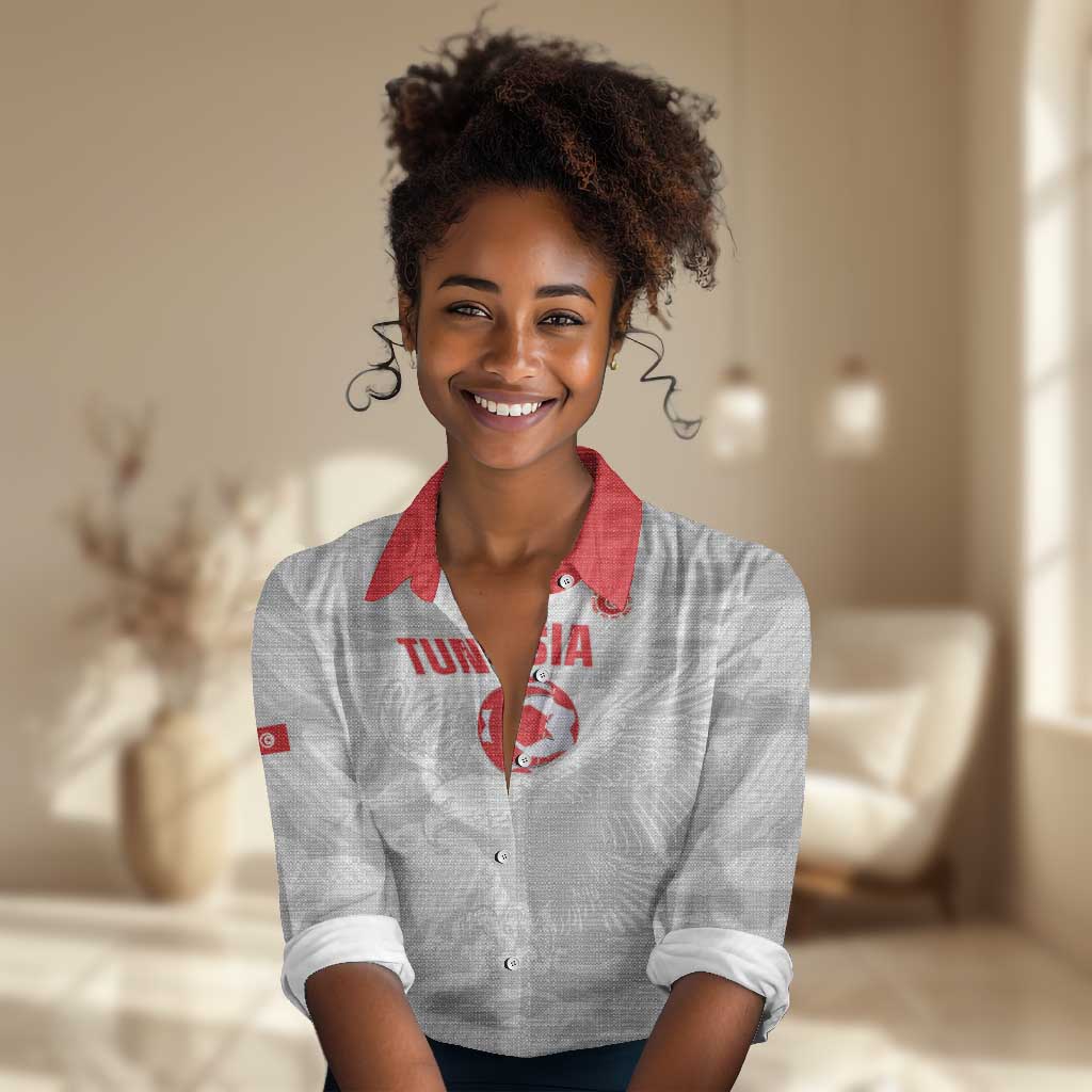 Custom Tunisia Football Women Casual Shirt 2026 Eagles of Carthage White Grunge - Wonder Print Shop