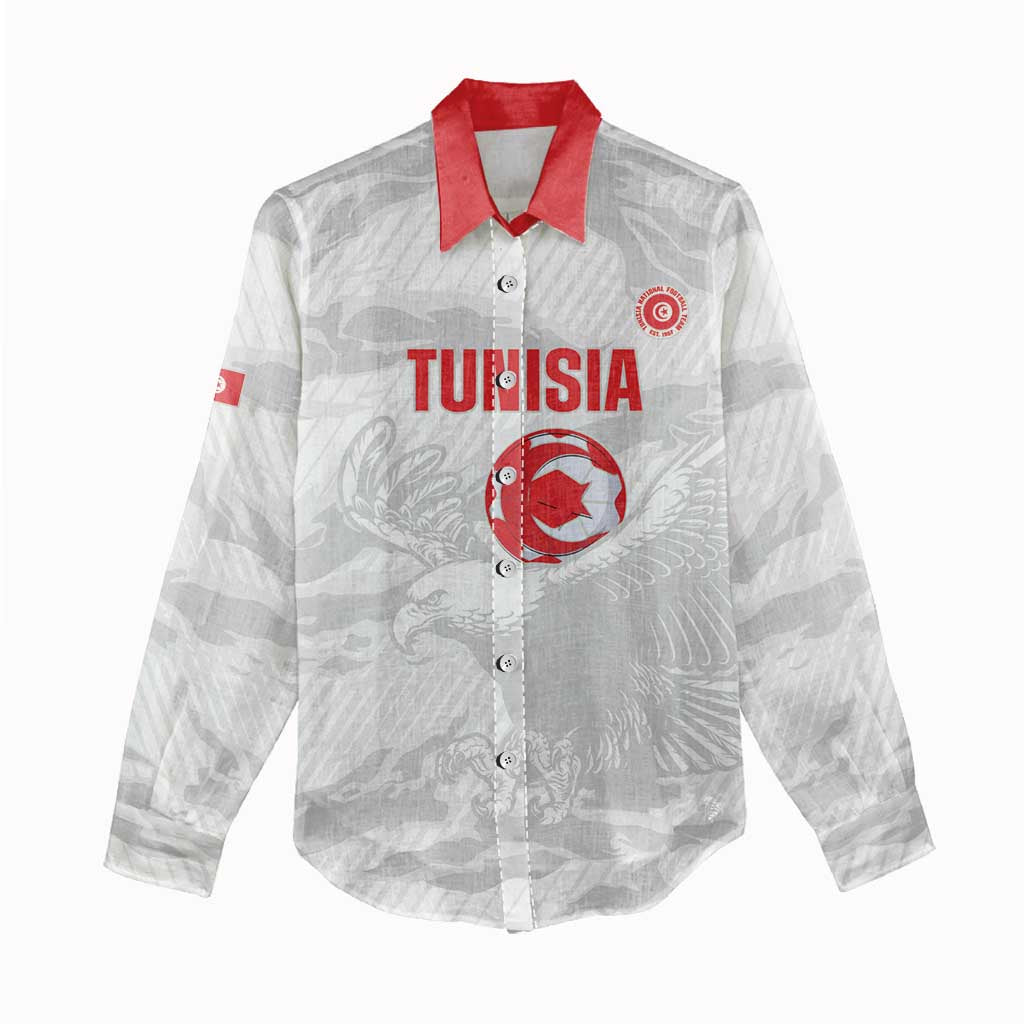 Custom Tunisia Football Women Casual Shirt 2026 Eagles of Carthage White Grunge - Wonder Print Shop