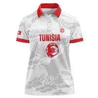 Custom Tunisia Football Women Polo Shirt 2026 Eagles of Carthage White Grunge LT14