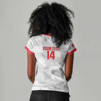 Custom Tunisia Football Women V-Neck T-Shirt 2026 Eagles of Carthage White Grunge LT14