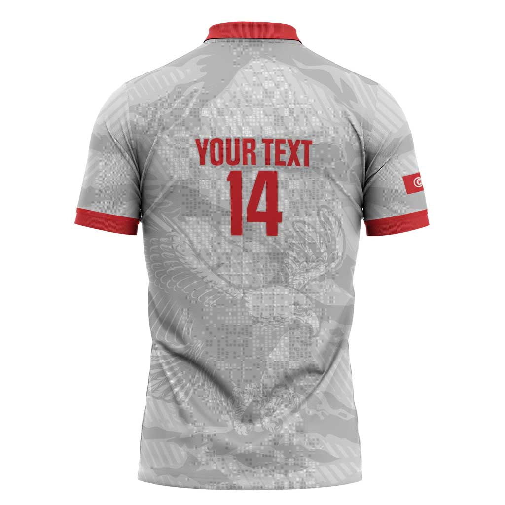 Custom Tunisia Football Zipper Polo Shirt 2026 Eagles of Carthage White Grunge - Wonder Print Shop